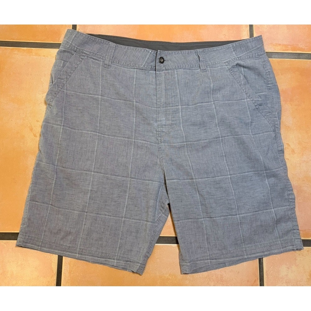 Prana Shorts Men's Size 40 Medium Gray Plaid Lightweight Chino Hemp Blend